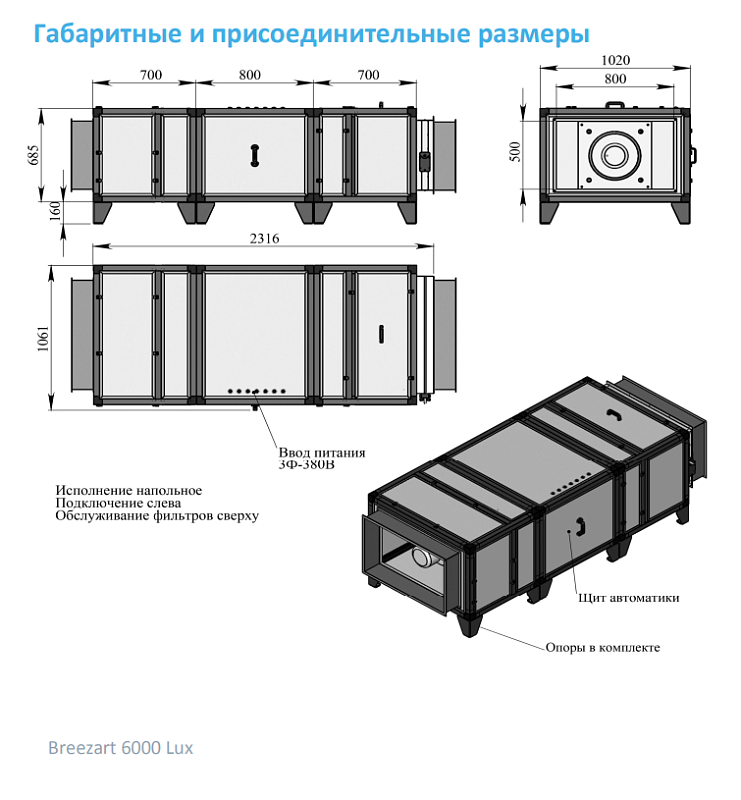 6000 Lux ET75-380/3 (AC – AC-вентилятор с двигателем переменного тока, плавное регулирование   (частотный преобразователь или автотрансформатор, 10 ступеней)