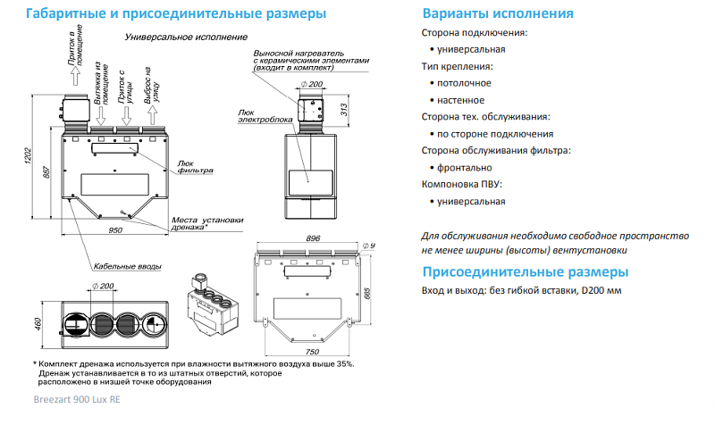 900 Lux RE EZ3-220 (без возд. клап.) (FC – ЕС-вентилятор с впередзагнутыми лопатками (Китай)